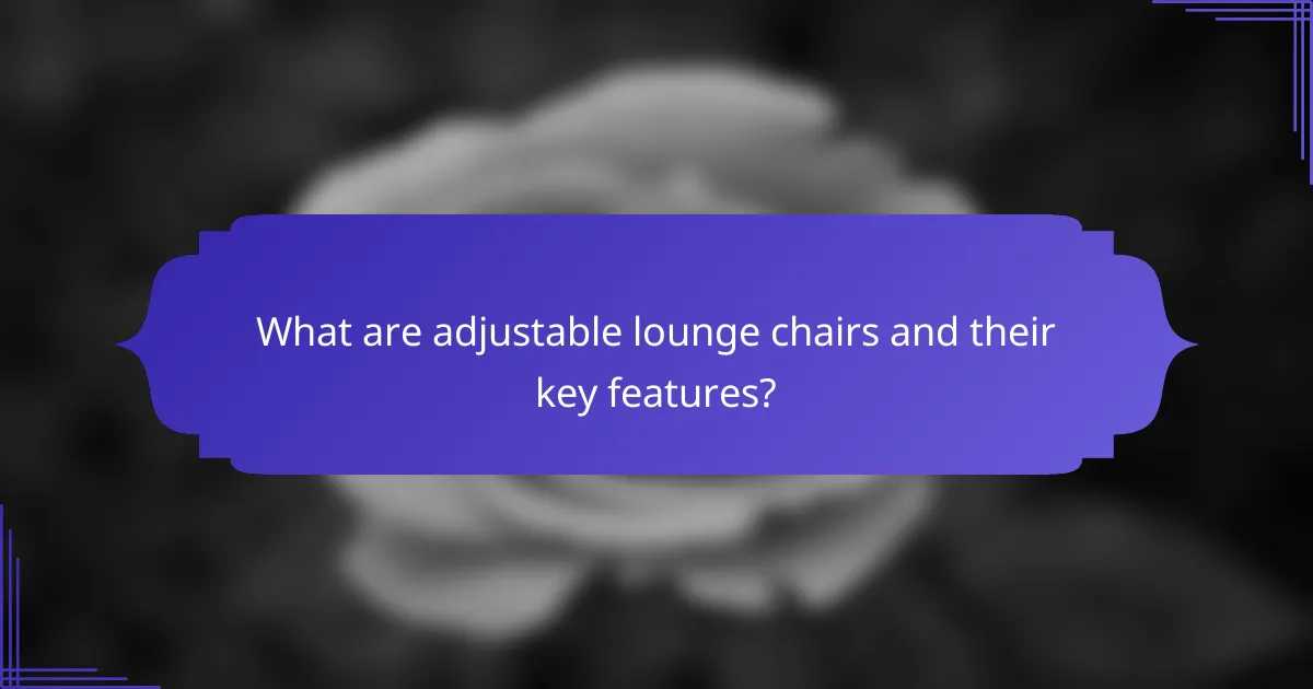 What are adjustable lounge chairs and their key features?
