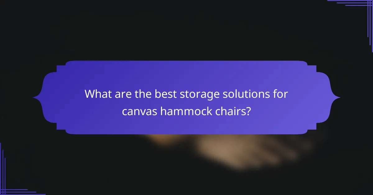 What are the best storage solutions for canvas hammock chairs?